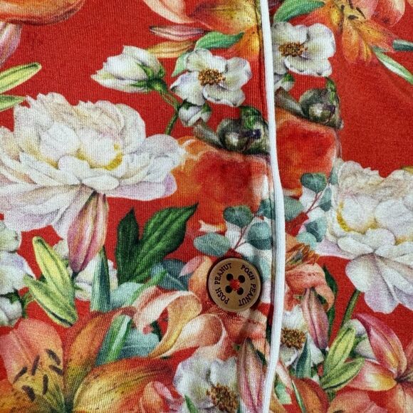 Posh Peanut Women’s Orange Floral Short Sleeve 2 Piece Bamboo Pajama Set - Picture 7 of 8